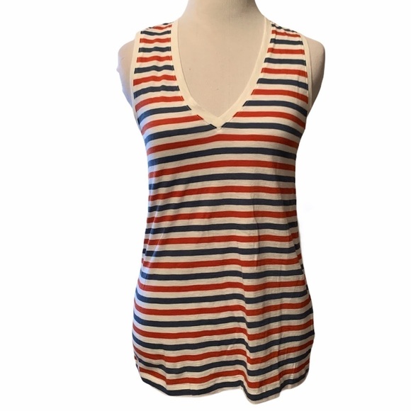 Madewell tank top, red, blue and off white - Picture 1 of 7